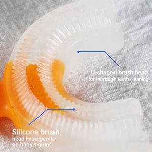 Cepillo de <span class=keywords><strong>Dientes</strong></span> para Bebé con Cabezal de Silicona Suave en Forma de U, 360 °   Cepillo de <span class=keywords><strong>Dientes</strong></span> para Niños Pequeños para Limpieza Bucal en Casa - Product Image 3