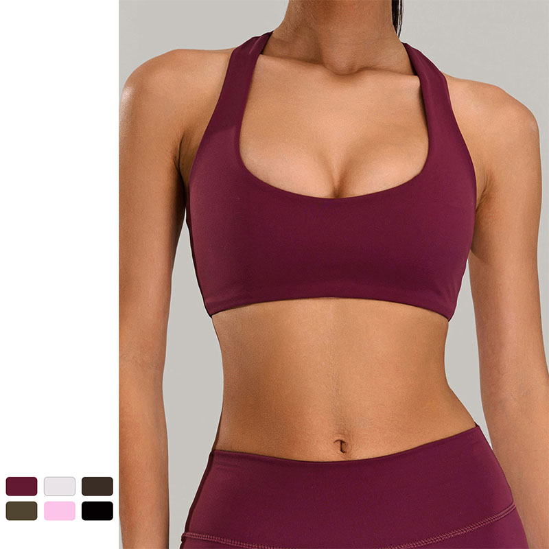 New Custom Women Gym Fitness Active Sports Wear Nude Feeling Double Strap Open Back Athletic Outdoor Yoga Bra For Women