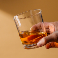 Échantillon gratuit accepter verres à gin personnalisés personnalisés tasse en verre à whisky lourd rond à l'ancienne