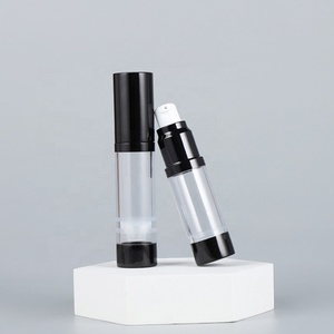Botella de Bomba Sin Aire de Plástico Negro Mate y Dorado, Capacidades de 5ml, 10ml y 15ml, Tapa de Rosca, para Cosméticos, Lociones, Cremas, Sérum para el Cuidado de la Piel, Probador - Product Image 5