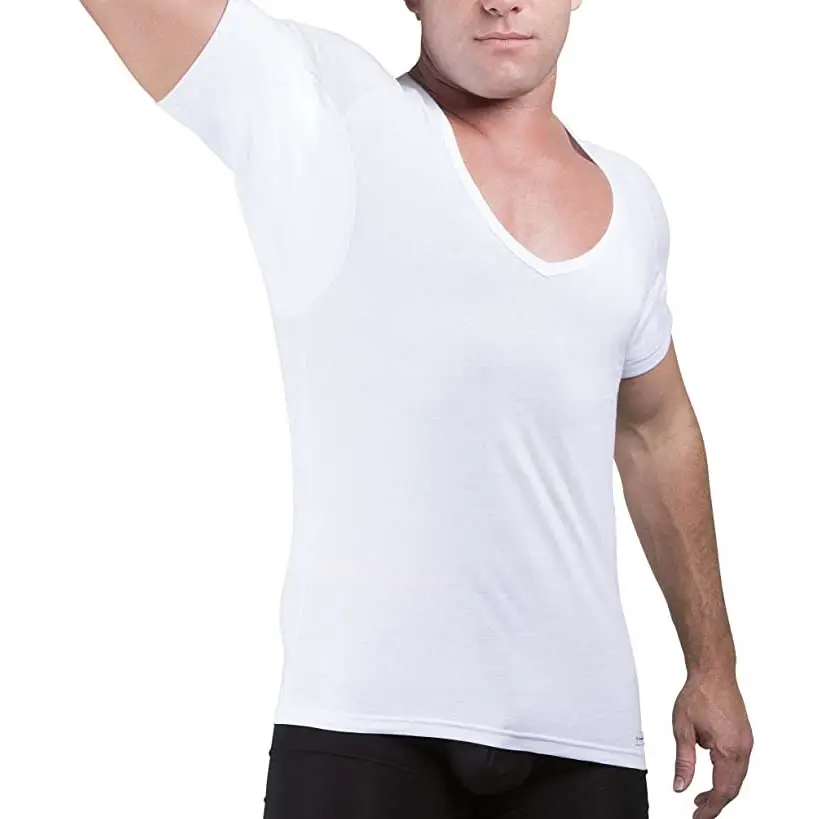 Custom Anti-Microbial Hypoallergenic แขนสั้น V คอเหงื่อหลักฐาน Padding Mens กีฬา Undershirts เหงื่อดูดซับ Tshirt
