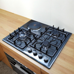 Table de cuisson en acier inoxydable à quatre brûleurs, <span class=keywords><strong>gaz</strong></span> naturel et GPL, alimentation par batterie, allumage électronique, installation encastrée pour usage hôtelier - Product Image 2