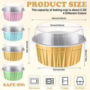 Moldes para Cupcakes y Muffins de 4.2oz con Impresión Personalizada, Paquete de 2000 Unidades, Mini Moldes de Aluminio para Hornear Pasteles con Tapas de Domo para Navidad - Product Image 4