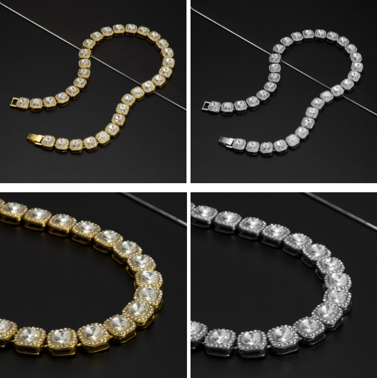 Hip Hop 13MM Full Diamond Square Cuban Chain Necklace
