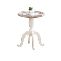 Table basse de salon de style industriel antique, design moderne, en bois massif avec pieds blancs, table basse ronde vintage en bois vieilli