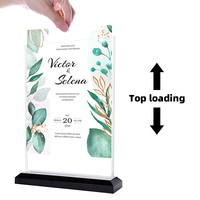 Présentoir vertical en forme de T porte-panneau transparent de bureau double face porte-papier porte-menu de table support de signe en plastique