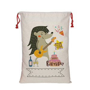 Sac <span class=keywords><strong>à</strong></span> cordon en lin personnalisé et écologique, motif <span class=keywords><strong>renard</strong></span> de <span class=keywords><strong>dessin</strong></span> animé, pour bonbons et cadeaux d'anniversaire pour enfants, vente en gros - Product Image 4
