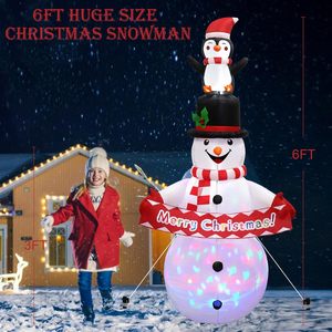Decorazione Gonfiabile Natalizia da 8 Piedi con Pupazzo di Neve e Pinguino, Luci LED Rotanti, Resistente alle Intemperie, in Poliestere - Product Image 6