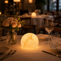 Lampe de table décorative en marbre espagnol de luxe, rechargeable, type C, LED, lumière d'ambiance nocturne, lampe en pierre portable pour chambre d'hôtel