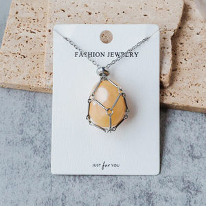 Collier en bambou tressé avec pendentif en <span class=keywords><strong>pierre</strong></span> naturelle roulée et cristal, idéal pour un cadeau - Product Image 6