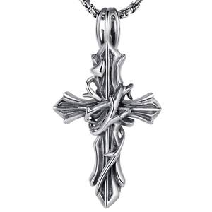 Collier pendentif en cuivre personnalisé punk hip-hop unisexe en acier inoxydable avec croix d'épines vintage Oracle d'Europe et d'Amérique - Product Image 5