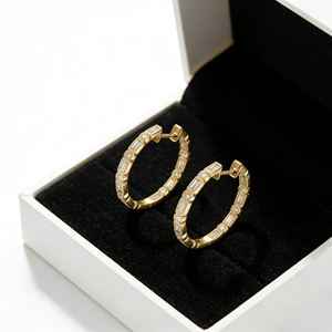 Pendientes de Aro con Diamantes Cultivados en Laboratorio, Chapados en Oro de 14K, Certificados por IGI, Corte Brillante, Lujo para Hombres y Mujeres, Regalo de Boda, Calidad VS - Product Image 4