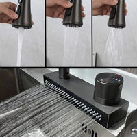 Robinet de cuisine à cascade à montage sur pont en acier inoxydable, à trou unique, avec pistolet intelligent gris, robinet de baignoire chaud, capteur de température froide, sans contact