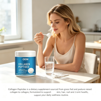 Collagène en peptides en gros pour OEM, produits de beauté, 30 portions, 300g de poudre, bétail nourri à l'herbe, marque privée, approvisionnement en vrac, marque personnalisée