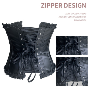 Fajas Colombianas en gros pour femmes, corset en cuir PU à lacets, style rétro palais, forte compression abdominale, vêtement extérieur amincissant - Product Image 3