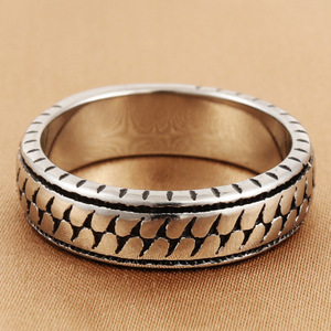 Men's <b>Titanium</b> Steel Tire Print <b>Ring</b> Geometric Textured Design Gift Jewelry 280714 - Product Image 1