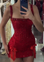 Robes de Soirée Mini Luxueuses 2026 avec Strass, Robes de Soirée Formelles pour Femmes, Tenues de Mariage Personnalisées