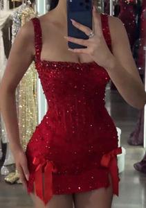 Abiti da Sera Mini Lussuosi 2026 con Strass, Abiti da Cerimonia Formali da Donna, Abiti da Festa Nuziale Personalizzabili - Product Image 2
