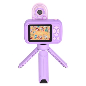 2023新着H19デジタルキッズカメラ高解像度おもちゃカメラ三脚付きビデオレコーダー、2.4インチIPSスクリーン、フリップアップレンズ - Product Image 1
