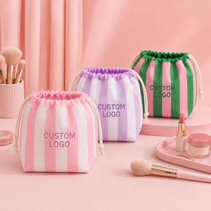 Eco-Friendly Storage Foldable Toiletry Cosmetic Bag Custom Embroidery Logo Polyester Make Up Drawstring Bag - Product Image 6