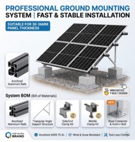 Structure de montage solaire au sol en acier au carbone et aluminium anodisé, système de support de panneaux solaires pour toits résidentiels et fermes solaires à grande échelle