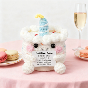 Pastel de cumpleaños con sonrisa bonita blanca para regalo de cumpleaños inspirador Crochet y muñeco de peluche listo para tejer para niñas - Product Image 6
