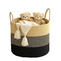 Panier à linge sale pliable en corde de coton, panier de rangement pour jouets tressé épaissi, panier de rangement de luxe léger pour cuisine et buanderie