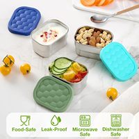 Petits contenants à collations en acier inoxydable de 8oz pour enfants et tout-petits contenants alimentaires étanches à ouverture facile avec couvercles en silicone