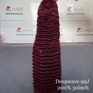 Perruque Lace Frontale 13x4 en Cheveux Humains Ondulés Profonds, Densité 200%, Couleur Bourgogne 99J, Perruque Bouclée Colorée pour Femmes - Product Image 1
