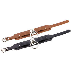 قلادة نسائية مثيرة بتصميم دائري, قلادة نسائية مثيرة بتصميم دائري على شكل حرف O ، طوق من الجلد - Product Image 6