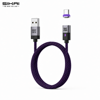 Câble USB A vers USB C magnétique SIKAI 3A, cordon de charge rapide tressé en nylon avec embout Type C détachable pour téléphone et manette