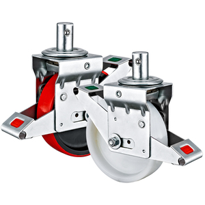 6 "8" Euro Typ Hochleistungs-Vollgerüst-Lenk rollen PU-Räder Verstellbares Wagenheber-Rollen rad aus Stahl - Product Image 2