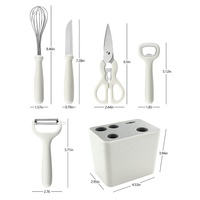 Vente chaude 6 pièces couteau de cuisine ouvre éplucheur ciseaux éplucheur ensemble avec support accessoires de cuisine outils Gadgets de cuisine intelligents