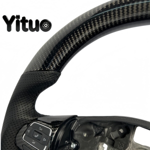 Volante Personalizado de Fibra de Carbono Compatible con Volkswagen Golf, Passat, Bora, <span class=keywords><strong>Polo</strong></span>, Sagitar MK6, MK5 GTI GTD TDI - Product Image 5