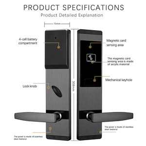 Anahtarsız giriş için RFID gömme kolu paslanmaz çelik ahşap kapı akıllı kilit kartı otel kapıları için ahşap erişim kontrol sistemi - Product Image 2
