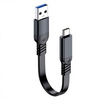 Kabel Data USB 3.0 Tipe-C Aluminium Alloy 10G Hard Drive Flat Fleksibel 60W Pengisi Daya Cepat Kabel Data Tipe C