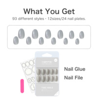 AIERFEI 24 pièces de faux ongles de couleur unie, surface brillante, pour filles, couleur argent, vente en gros d'usine, conception personnalisée acceptée