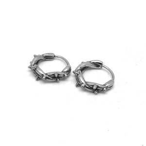 Pendientes de aro Yunnique de acero de titanio con diseño geométrico de púas para hombre y mujer, a la moda - Product Image 5