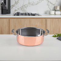 Casserole moderne commerciale en cuivre tri-couche, polie miroir, pour hôtel, restaurant, plat à poisson ovale profond, couvercle en acier inoxydable