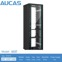 Rak Server Langsung dari Pabrik 42u Tipe Berdiri Dengan Pintu Kaca Depan Rak Jaringan RJ45 Panel Patch Standar 19 Inci