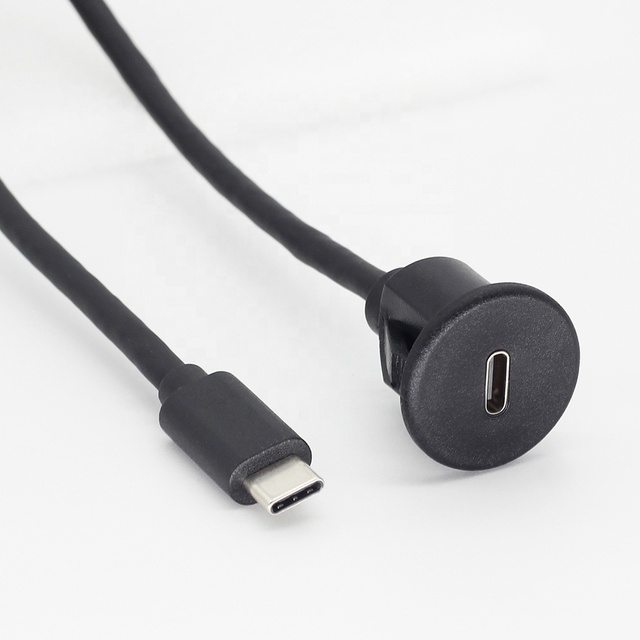 Snap in Mounting USB C Port Flush Mount USB Type C Male to Female Extension Cable Charger Port
