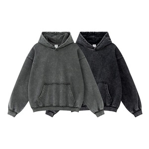 Sweat à capuche unisexe noir délavé à l'acide, coupe ample et matelassée, avec design personnalisé « God Is Good », en coton athlétique imperméable, idéal pour le printemps - Product Image 1