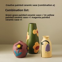 Vase de table en céramique peinte style nordique Morandi, style moderne et simple, décoration créative pour la maison, ornement de vase en céramique pour le salon