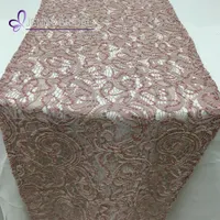 mooie nieuwe stijl tr023a jenny bruids blush roze chemische kant tafellopers met pailletten