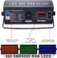 Projecteur stroboscopique LED 8 zones IP65 Pknight 960 RGB SMD 3-en-1 en cuivre pour scène, club et DJ