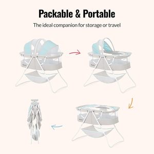 Cuna <span class=keywords><strong>de</strong></span> <span class=keywords><strong>Viaje</strong></span> Ligera <span class=keywords><strong>de</strong></span> Tela Afelpada para Bebé, Plegable, con Doble Toldo Ajustable, Cuna Portátil con Mosquitera para Junto a la Cama - Product Image 5