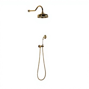 Ensemble de douche mural moderne en laiton chromé brossé avec mitigeur à poignée unique et cartouche céramique, pour salle de bain, avec robinet de douche encastré - Product Image 3