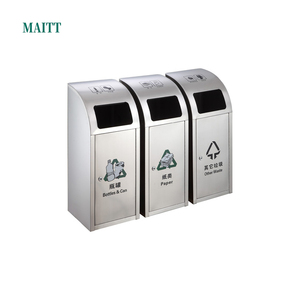 Thùng rác ngoài trời bằng thép không gỉ hạng nặng có thể gạt tàn thương mại đứng sàn khu vực công cộng Thùng rác phân loại chất thải - Product Image 1