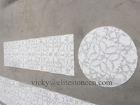 Mosaïque de marbre mat WaterJet Carrara, motif Thassos blanc, pour mur et sol, motif marguerite, mosaïque de marbre blanc