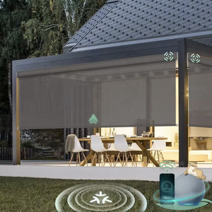 Store de terrasse extérieur en aluminium rétractable, transparent, coupe-vent et imperméable, avec fermeture éclair, pour patio et <span class=keywords><strong>garage</strong></span> - Product Image 1
